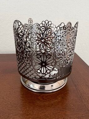 Bath & Body Works Silver Floral Cutout Candle Holder